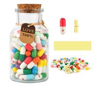 NQEUEPN Messaggio in Capsula in Una Bottiglia di Vetro, Capsule con Messaggio con Lettera Lettere in Capsula Capsule con Messaggi e Bottiglia dei Desideri Regalo per San Valentino Laurea Compleanno