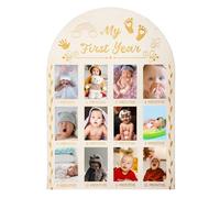 NQEUEPN My First Year Picture Frame, Pannello Espositivo per Foto 40x28cm Cornici in Legno per Foto di 12 Mesi per Feste di Compleanno Cameretta per Bambini Decorazione per la Cameretta dei Bambini