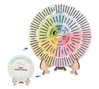 NQEUEPN Ruota Dei Sentimenti con Supporto, 14cm Fronte-Retro Ruota Delle Emozioni Ruota Dei Sentimenti in Legno Regalo per Terapista per Donne Uomini Casa Ufficio Arredamento (Verde Chiaro)