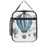 NQHJT Borsa per il pranzo con mongolfiera blu per donne e uomini isolata Lunch Box a tenuta stagna Cooler Tote Bag per ufficio spiaggia
