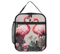 NQHJT Borsa termica per il pranzo con fenicottero e uccelli sullo sfondo, per donne e uomini, a tenuta stagna, per ufficio e spiaggia