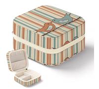 NQHJT Love Birdie Stripe Jewelry Box per le donne PU Cuoio Piccolo Jewelry Organizer Portatile Display Jewelry Case per Anelli Orecchini Collana Mini Jewelry Case