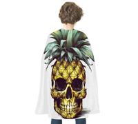NQHJT Mantello per donne e uomini, con teschio e ananas, mantello reversibile per Halloween, costume per adulti, per cosplay e feste
