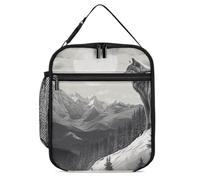 NQHJT Snow Mountain Lone Wolf Borsa per il pranzo per donne e uomini isolata Lunch Box a tenuta stagna Cooler Tote Bag per ufficio spiaggia