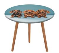 NQHJT Tovaglia rotonda con tre bassotti da 130 cm, con elastico Oxford, impermeabile, oleorepellente, antimacchia, lavabile, per tavolo rotondo