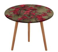 NQHJT Tovaglia rotonda da 130 cm con fiori rossi con copertura elastica in tessuto Oxford, impermeabile, resistente all'olio, antimacchia, lavabile, per tavoli rotondi
