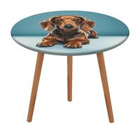 NQHJT Tovaglia rotonda da 130 cm con simpatico cane bassotto con elastico Oxford, impermeabile, oleorepellente, antimacchia, lavabile, per tavolo rotondo