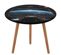 NQHJT Tovaglia rotonda da 130 cm con vista sullo spazio dall'astronave con tessuto Oxford elastico, impermeabile, oleorepellente, antimacchia, lavabile, per tavolo rotondo