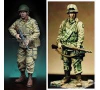 nqhupuo 1/35 Soldato americano della seconda guerra mondiale Kit di modellini in resina non verniciato e non assemblato (2 persone)// K9I-4s17