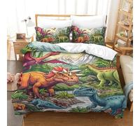 NQHXLRUDC Dinosaur 3D Stampa Set Biancheria Da Letto Microfibra Copripiumino Con Federa Cerniera Nascosta 3 Pezzi Per Bambini E Adulti Single（140x200cm）