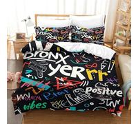NQHXLRUDC Graffiti Copripiumino personalità Stampa 3D in Morbida Microfibra Cerniera E Federa Coordinata 3 Pezzi Per Bambini Double(200x200cm)