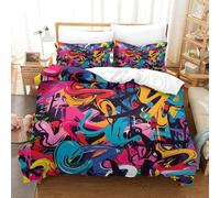 NQHXLRUDC Graffiti Set Di Biancheria Da Letto personalità Stampa 3D in Microfibra Di Poliestere Con Chiusura A Cerniera E Federa Coordinata 3 Pezzi Per Bambini E Ragazzi Super King(260x220cm)