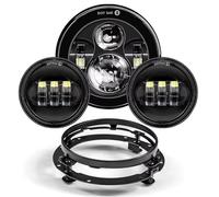 Nqimgv per Electra per Glide per Strada per King per Classic per Strada/Faro LED da 7 Pollici + Fendinebbia 4,5 Anello di Montaggio con Staffa 7" Fari Anteriori Moto