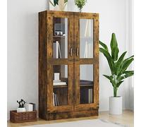 NQJIBUE Item-Vetrine - Armadietto in legno di rovere fumé, 82,5 x 30,5 x 150 cm, con scaffalature, librerie e ripiani in piedi