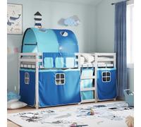NQJIBUE Letto a castello senza materasso blu 90 x 190 cm singolo in legno massello di pino, letti e accessori, letti e telai letto