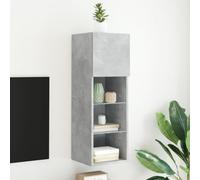 NQJIBUE Mobile TV con luci LED grigio cemento 30,5 x 30 x 90 cm, centro di intrattenimento e supporti TV