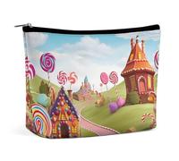 NQLYUT Borsa per il trucco Borsa cosmetica portatile Prostrate Tiger Toiletry Bag Makeup Organizer Case Large Capacity Zipper Pouch Travel Toiletry Pouch for Women Men, Candy Land, Taglia unica, Art