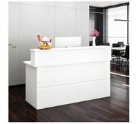 NQNFWCRJ Bancone Reception Aziendale Banco Reception Con Ampio Piano Di Lavoro Rialzato Foro for L'accesso Ai Cavi E Cassetti Serratura Include Un Ripiano Superiore Largo 13cm(White,47.2x15.7x40.2)
