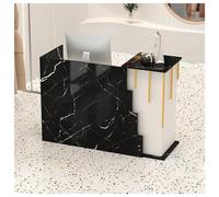 NQNFWCRJ Bancone Reception Compatto Banco Cassa for Negozio Di Abbigliamento Struttura in Acciaio Inossidabile Placcato Oro Doppio Piano Di Appoggio Con Cassetto Chiudibile a Chiave(D,31.5x17.7x37.4)