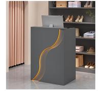 NQNFWCRJ Bancone Reception Minimalista Banco Cassa Con Angoli Arrotondati Pannelli Laterali Più Profondi for I Banconi Dei Negozi Di Abbigliamento Maniglie E Cassetti Verniciati(Gray,39.4x15.7x37.8)