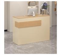 NQNFWCRJ Bancone Reception Minimalista Pannello Spesso 1,6cm Cassetto Chiudibile a Chiave Con Guide Scorrevoli Silenziose Reception for Cassiere Di Salone Di Bellezza(Beige and Yellow,47.2x15.7x35.4)
