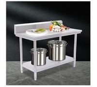 NQNFWCRJ Tavolo da Lavoro in Acciaio Inossidabile Smontabile Altezza 80cm Con Ripiano a Due Livelli per Cucina Aperta E Schienale Di Protezione da Assemblare Disponibile in Diverse Dimensioni