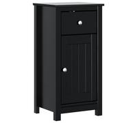 Nqyjm Armadietto da bagno Berg nero 40x34x80 cm pino massiccio | Mobile WC con cassetto e porta per soggiorno, WC ospiti, lavanderia, camera da letto