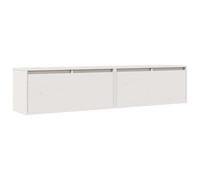 Nqyjm Armadio da bagno con scomparti, set da 2 pezzi, bianco, 80 x 30 x 35 cm, in legno massello di pino, pensile per bagno, cucina, lavanderia