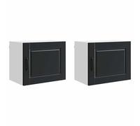 Nqyjm Armadio pensile con ripiani e anta armadio da cucina, set di 2 pezzi, nero, 50 x 31 x 40 cm, in legno di ingegneria, armadio galleggiante, da parete per bagno, soggiorno