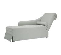 Nqyjm Chaise Longue con cuscino per il collo e bracciolo destro, in velluto grigio chiaro, poltrona imbottita con cuscino, divano letto perfetto per soggiorno, camera da letto, ufficio, piccoli spazi