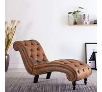 Nqyjm Chaise longue marrone effetto pelle scamosciata, divano letto imbottito con cuscino, perfetto per soggiorno, camera da letto, ufficio, piccoli spazi