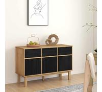 Nqyjm Credenza OTTA marrone e nero, 114 x 43 x 73,5 cm, credenza con anta e ripiani, moderna, per soggiorno, camera da letto, corridoio, cucina