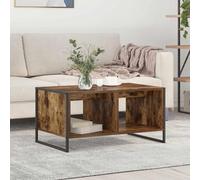 Nqyjm Divano con 2 scomparti, tavolino da caffè, rovere affumicato, 80 x 50 x 40 cm, legno di ingegneria, tavolo da soggiorno, ideale per ufficio, piccoli spazi