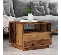 Nqyjm Divano con cassetto e ripiano tavolino da caffè con luci a LED vecchio legno 50 x 49 x 40 cm, tavolo da soggiorno ideale per ufficio, piccoli spazi