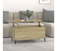 Nqyjm Divano con piano sollevabile e vano nascosto, tavolino da caffè, rovere Sonoma 90 x 44,5 x 45 cm, legno di ingegneria, tavolo da soggiorno ideale per ufficio, piccoli spazi819591