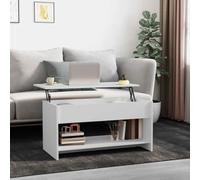 Nqyjm Divano con ripiano sollevabile e scomparto nascosto e ripiano tavolino bianco 102 x 50 x 52,5 cm in legno di ingegneria, tavolo da soggiorno ideale per ufficio, piccoli spazi