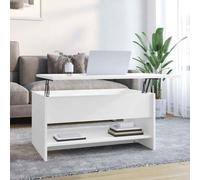 Nqyjm Divano con ripiano sollevabile e scomparto nascosto e ripiano tavolino bianco 80 x 50 x 40 cm in legno di ingegneria, tavolo da soggiorno ideale per ufficio, piccoli spazi