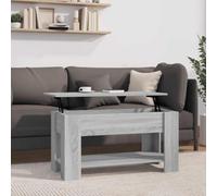 Nqyjm Divano con ripiano sollevabile e scomparto nascosto e ripiano tavolino Sonoma grigio 101 x 49 x 52 cm in legno di ingegneria, tavolo da soggiorno ideale per ufficio, piccoli spazi
