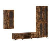Nqyjm Florin - Set di 3 mobili per TV in legno di rovere affumicato, con 1 armadio da parete e 1 libreria, per soggiorno, studio, ufficio e camera da letto