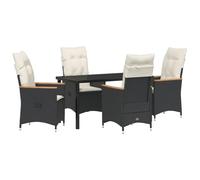 Nqyjm LH4 - Set di mobili da giardino con cuscini, 5 pezzi, in polyrattan, tavolo con 4 sedie per 4 persone, mobili da balcone per terrazza, giardino e balcone