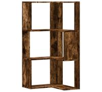 Nqyjm Libreria angolare a 3 livelli rovere affumicato legno di ingegneria | Scaffale a base di supporto, armadio con scomparti per ufficio, sala da pranzo, camera da letto