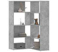 Nqyjm Libreria angolare a 4 livelli Grigio cemento Legno di ingegneria | Scaffale a base di supporto, armadio con scomparti per ufficio, sala da pranzo, camera da letto