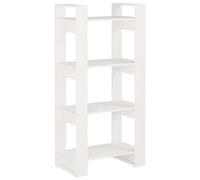 Nqyjm Libreria/Separatore di stanza bianco 60x35x125 cm legno massello | Scaffale a base di supporto, armadio con scomparti per ufficio, sala da pranzo, camera da letto