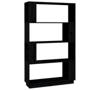 Nqyjm Libreria/Separatore di Stanza Nero 80x25x132 cm Pin Massiccio | Scaffale a base di supporto, armadio con scomparti per ufficio, sala da pranzo, camera da letto