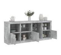 Nqyjm Mobile portaoggetti con ante e ripiani credenza con luci a LED, grigio cemento, 164 x 37 x 67 cm, armadio laterale per sala da pranzo, cucina, soggiorno, camera da letto