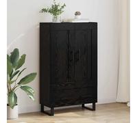 Nqyjm Mobile portaoggetti con cassetti e ante alto armadio in rovere nero, 69,5 x 31 x 115 cm, legno di ingegneria, credenza da cucina, armadio laterale da sala da pranzo per soggiorno modello 7