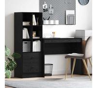 Nqyjm Office 3337322 - Scrivania per computer con cassetto e scaffali, set da 2 pezzi, colore nero, effetto rovere