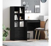 Nqyjm Office 3337338 - Scrivania per computer con cassetto e ripiani, set da 2 pezzi, colore nero, effetto rovere, tavolo da gioco, tavolo per PC, scrivania da ufficio per camera da letto