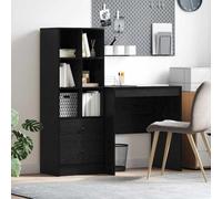 Nqyjm Office 3337346 - Scrivania per computer con cassetto e ripiani, set da 2 pezzi, colore nero, effetto rovere, tavolo da gioco, tavolo per PC, scrivania da ufficio per camera da letto