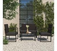 Nqyjm Panca da giardino con cuscino, colore nero, 106 cm, in polyrattan, resistente alle intemperie, stabile, romantica panchina da balcone, panca per esterni, per terrazza e giardino
